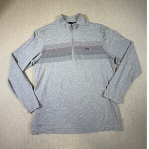 Travis Mathew Men L Gray 1/4 Zip Lightweight Athletic Pullover Golf Performance